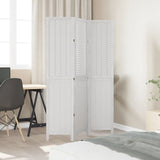 Room Divider 3 Panels White Solid Wood Paulownia