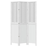 Room Divider 3 Panels White Solid Wood Paulownia