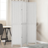 Room Divider 3 Panels White Solid Wood Paulownia