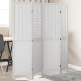 Room Divider 3 Panels White Solid Wood Paulownia