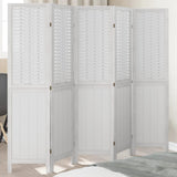 Room Divider 3 Panels White Solid Wood Paulownia