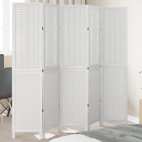 Room Divider 3 Panels White Solid Wood Paulownia