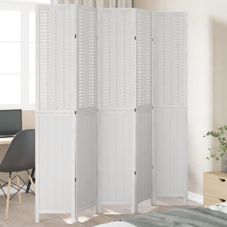Room Divider 3 Panels White Solid Wood Paulownia