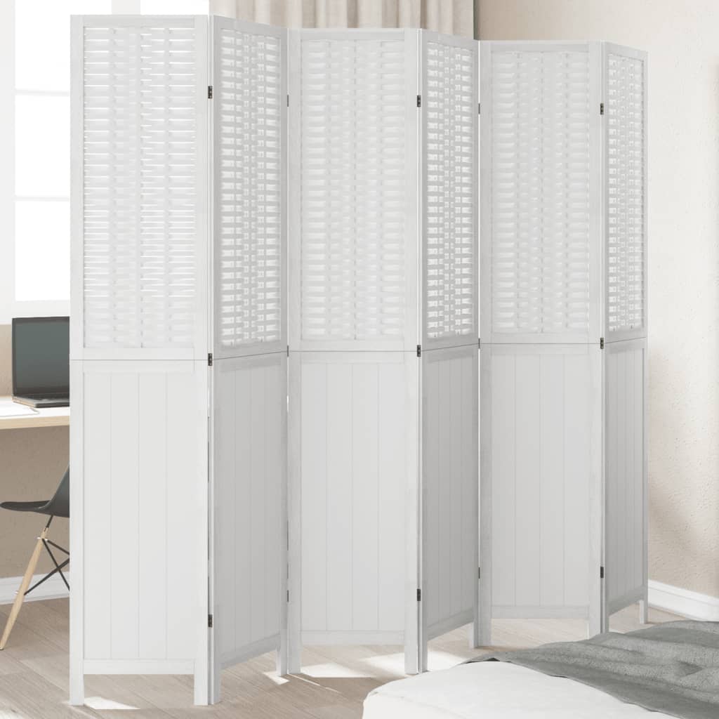 Room Divider 3 Panels White Solid Wood Paulownia