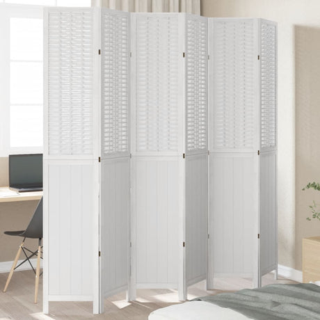 Room Divider 3 Panels White Solid Wood Paulownia