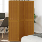 Room Divider 4 Panels Brown Solid Wood Paulownia