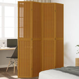 Room Divider 4 Panels Brown Solid Wood Paulownia