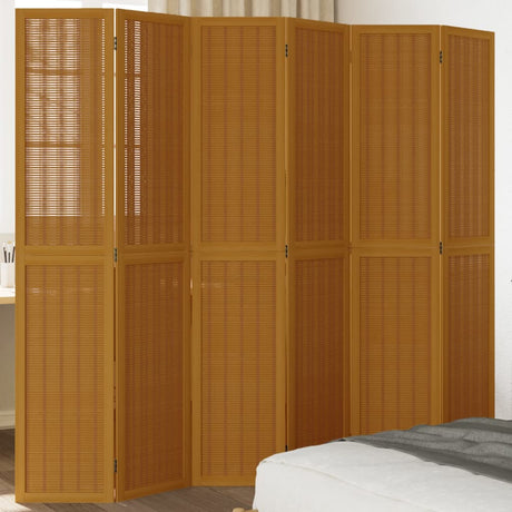 Room Divider 4 Panels Brown Solid Wood Paulownia