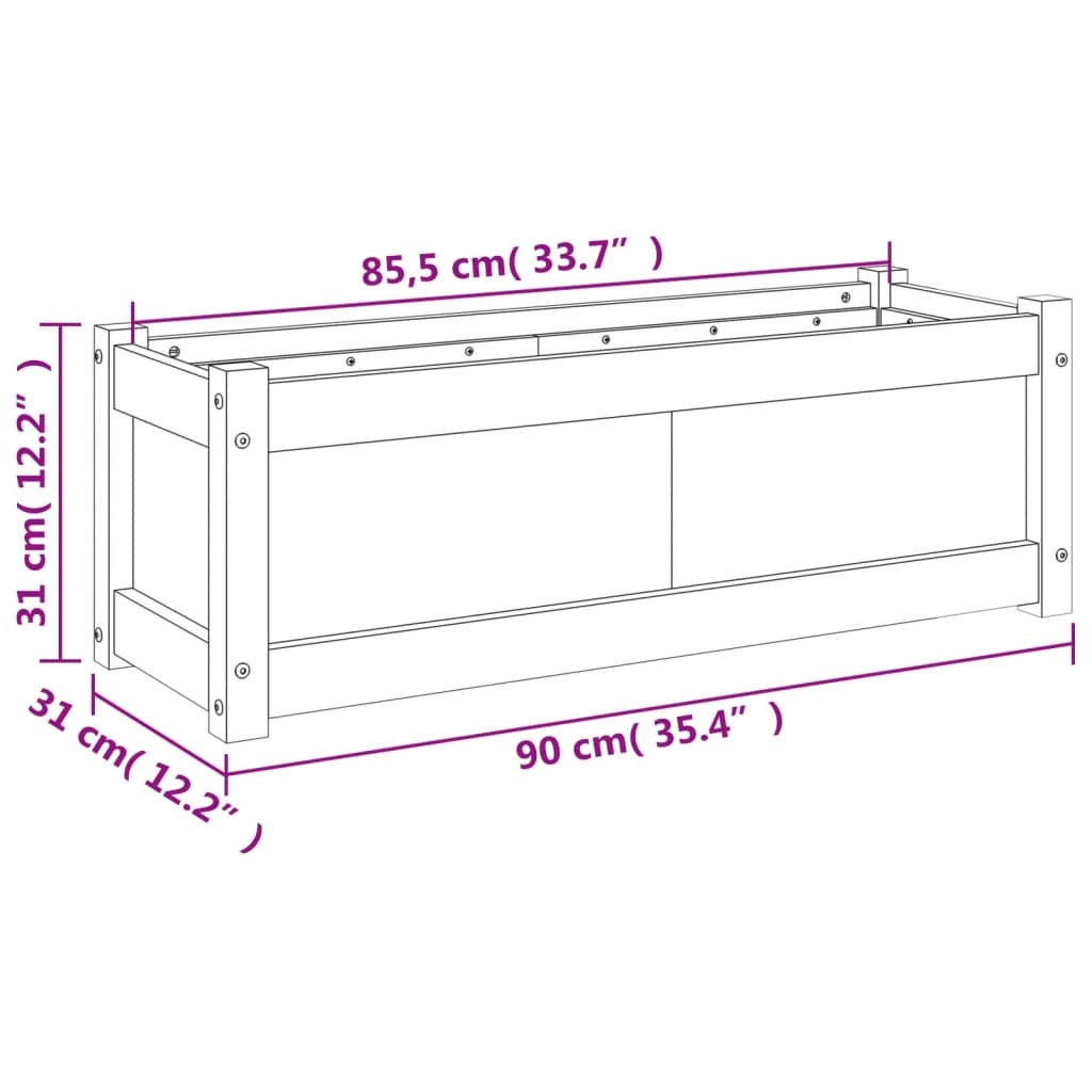Garden Planter 90X31X31 Cm Impregnated Wood Pine