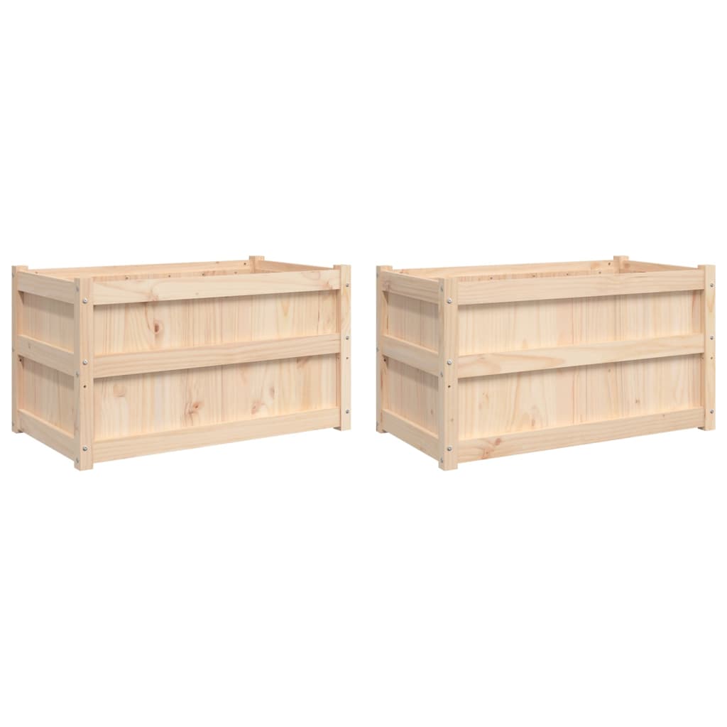 Garden Planters 2 Pcs Solid Wood Pine