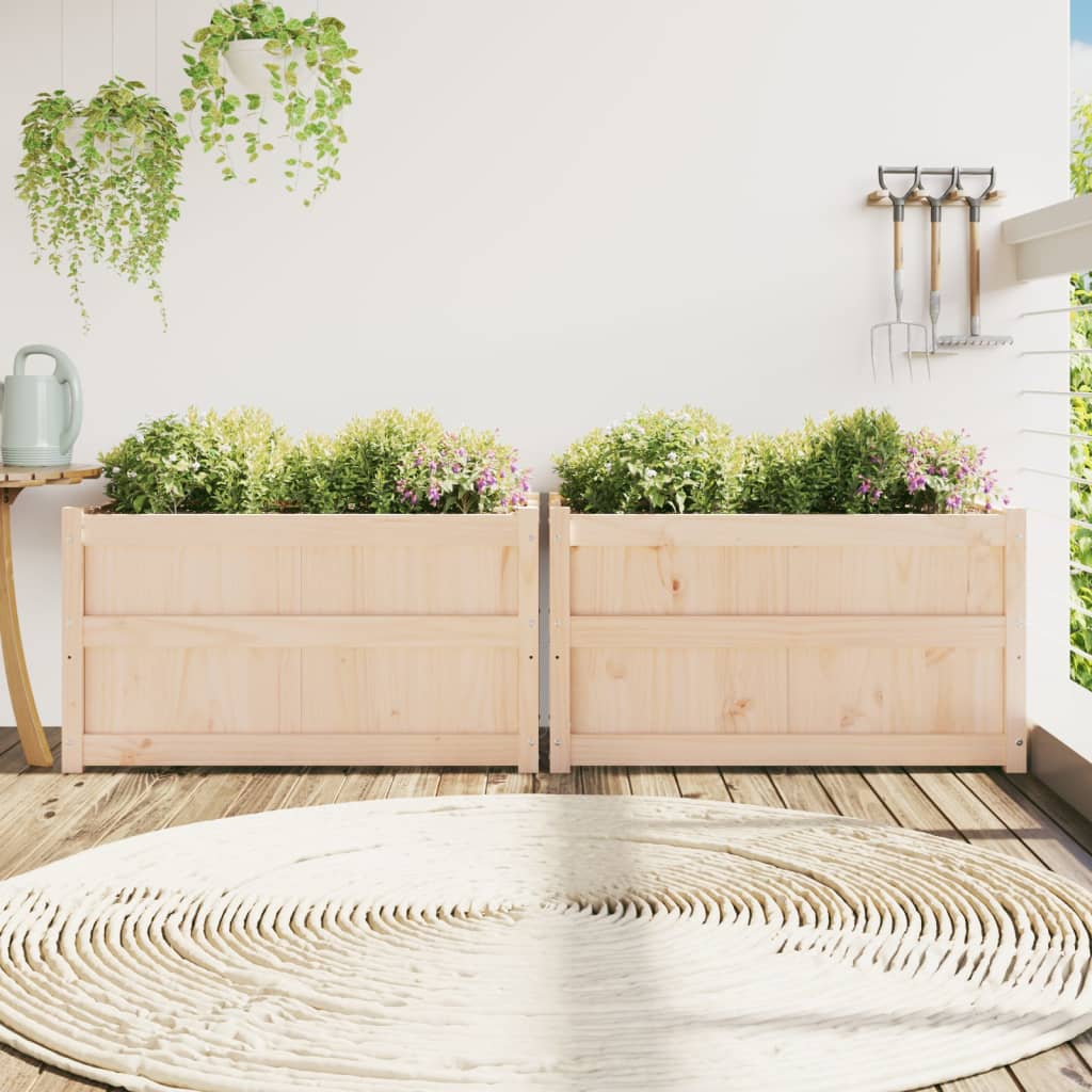Garden Planters 2 Pcs Solid Wood Pine