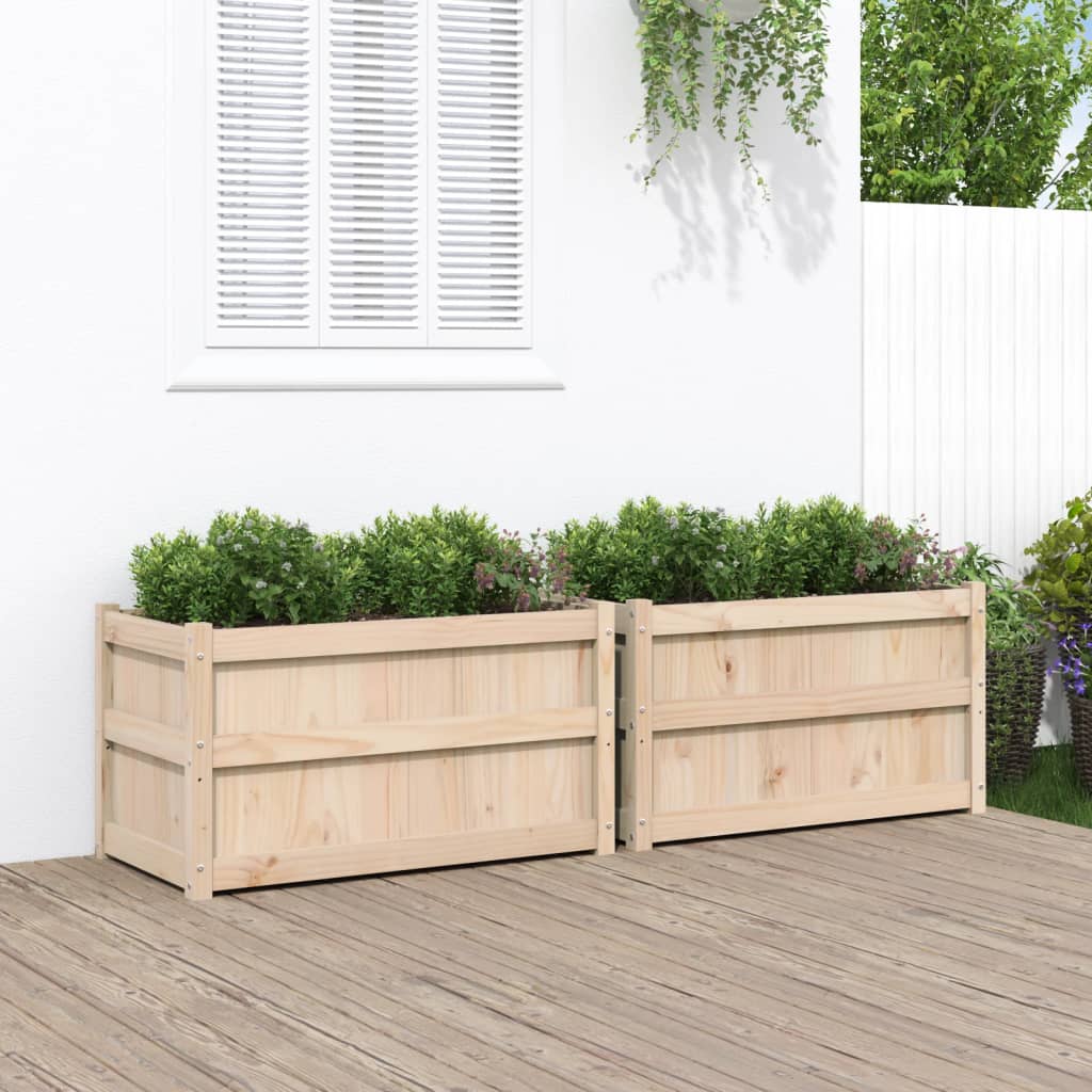 Garden Planters 2 Pcs Solid Wood Pine