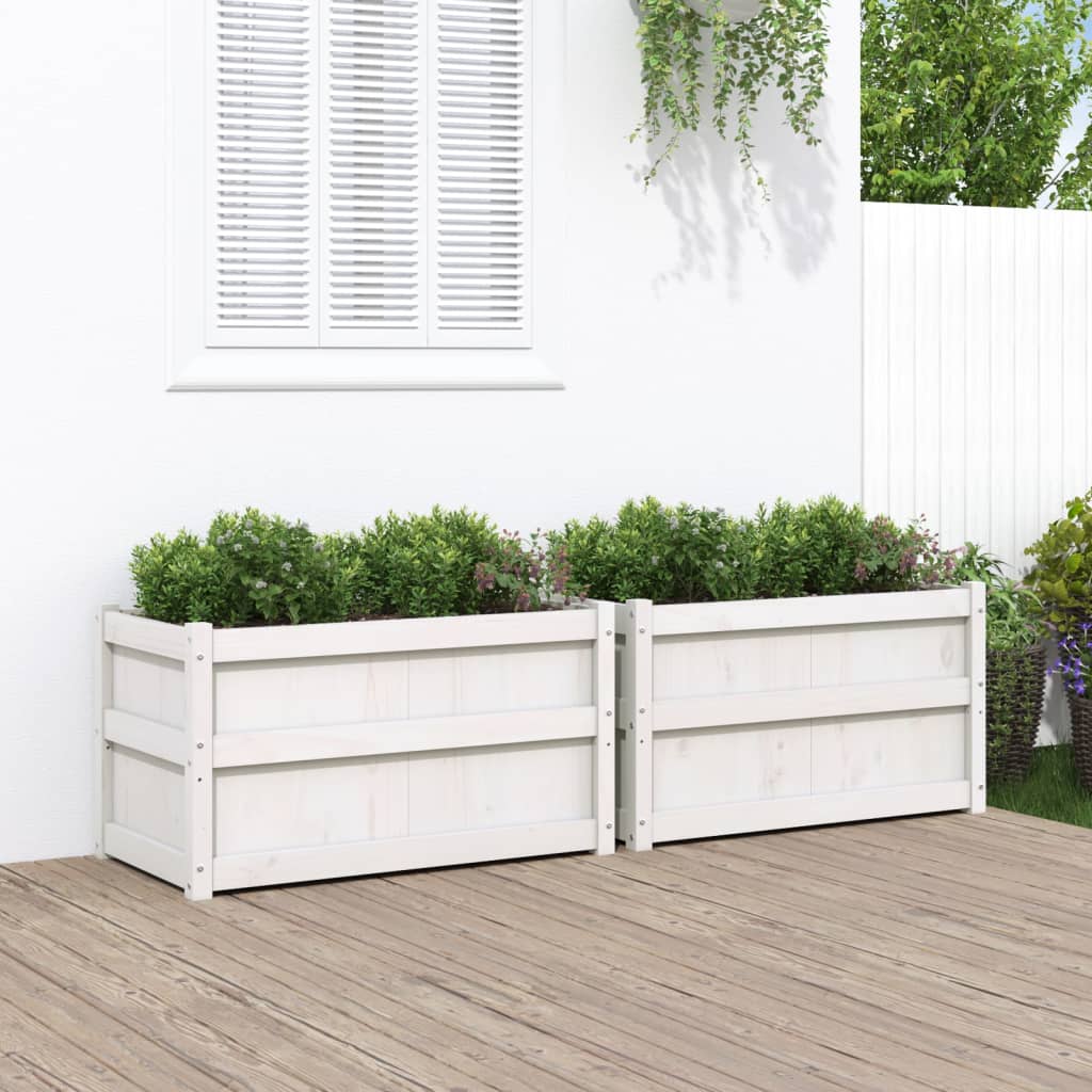 Garden Planters 2 Pcs Solid Wood Pine