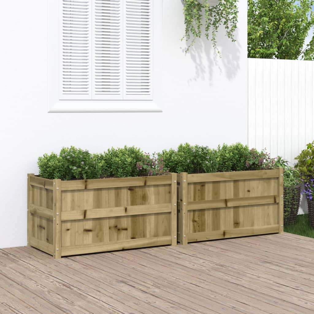 Garden Planters 2 Pcs Solid Wood Pine