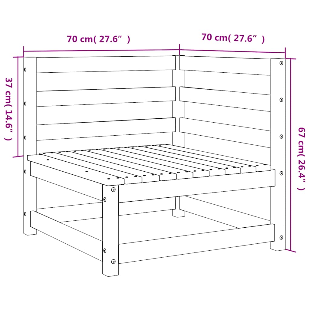 Garden Sofas Corner 2 Pcs 70X70X67 Cm Solid Wood Douglas