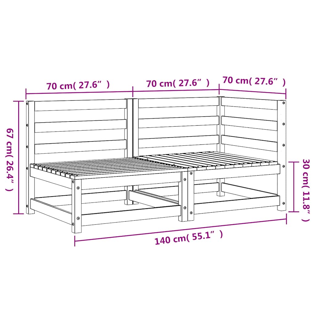 Garden Sofa 2-Seater Solid Wood Douglas