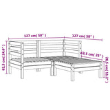 Garden Sofa 2-Seater with Footstool Solid Wood Pine