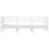Garden Sofa 3-Seater White Solid Wood Pine