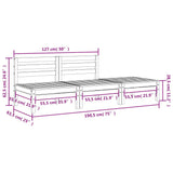 Garden Sofa 3-Seater Solid Wood Pine