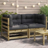 Garden Sofas Corner With Cushions 2 Pcs Solid Wood Douglas