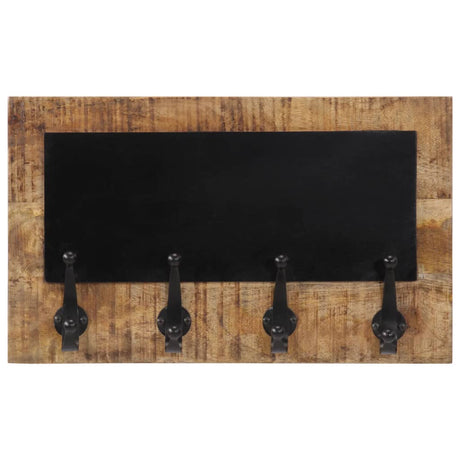 Wall-Mounted Coat Racks With 4 Hooks 2 Pcs Solid Wood Mango