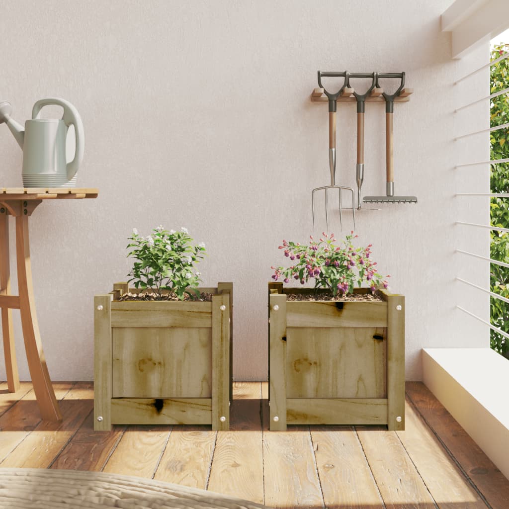 Garden Planters 2 Pcs Impregnated Wood Pine