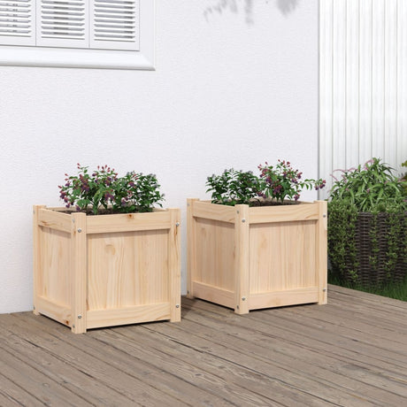 Garden Planters 2 Pcs Solid Wood Pine