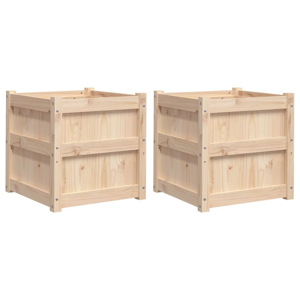 Garden Planters 2 Pcs Solid Wood Pine