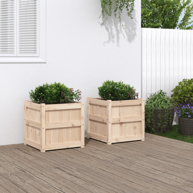 Garden Planters 2 Pcs Solid Wood Pine