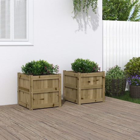 Garden Planters 2 Pcs Solid Wood Pine