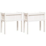Garden Planters 2 Pcs With Legs White Solid Wood Pine