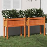 Garden Planters 2 Pcs With Legs White Solid Wood Pine