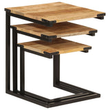 Nesting Coffee Tables 3 Pcs Solid Wood Mango And Iron