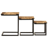 Nesting Coffee Tables 3 Pcs Solid Wood Mango And Iron