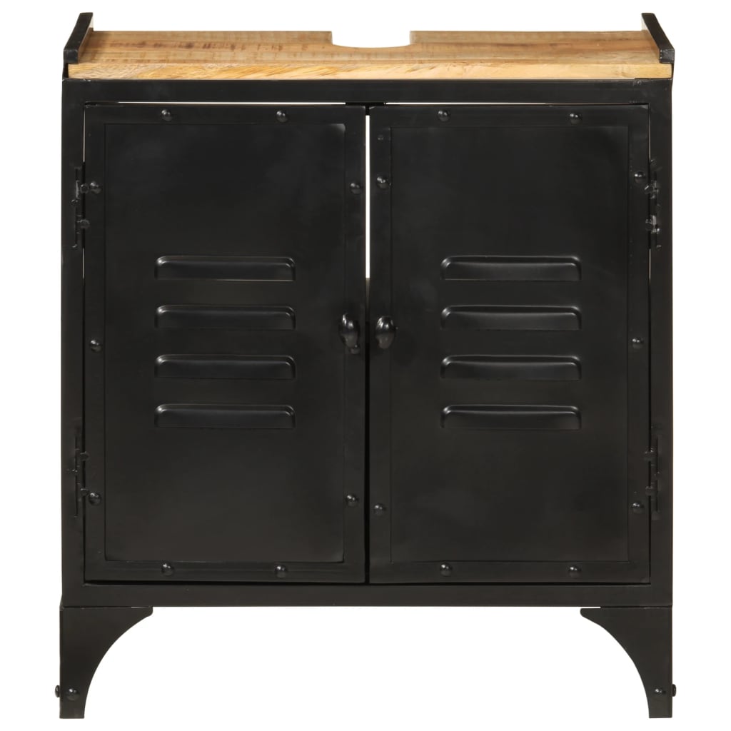 Bathroom Sink Cabinet 55X35X60 Cm Iron And Solid Wood Mango