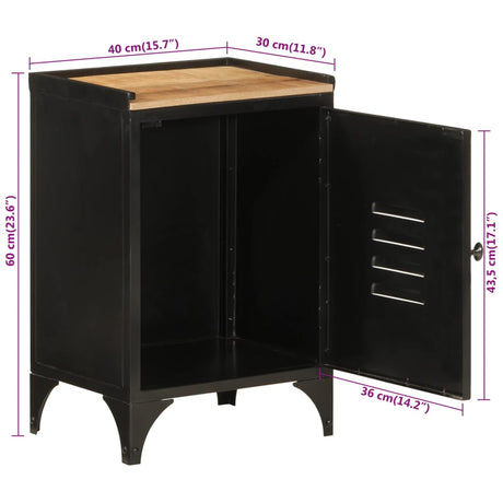 Bathroom Cabinet 40X30X60 Cm Iron And Solid Wood Mango