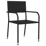 5 Piece Garden Dining Set Black Poly Rattan And Steel