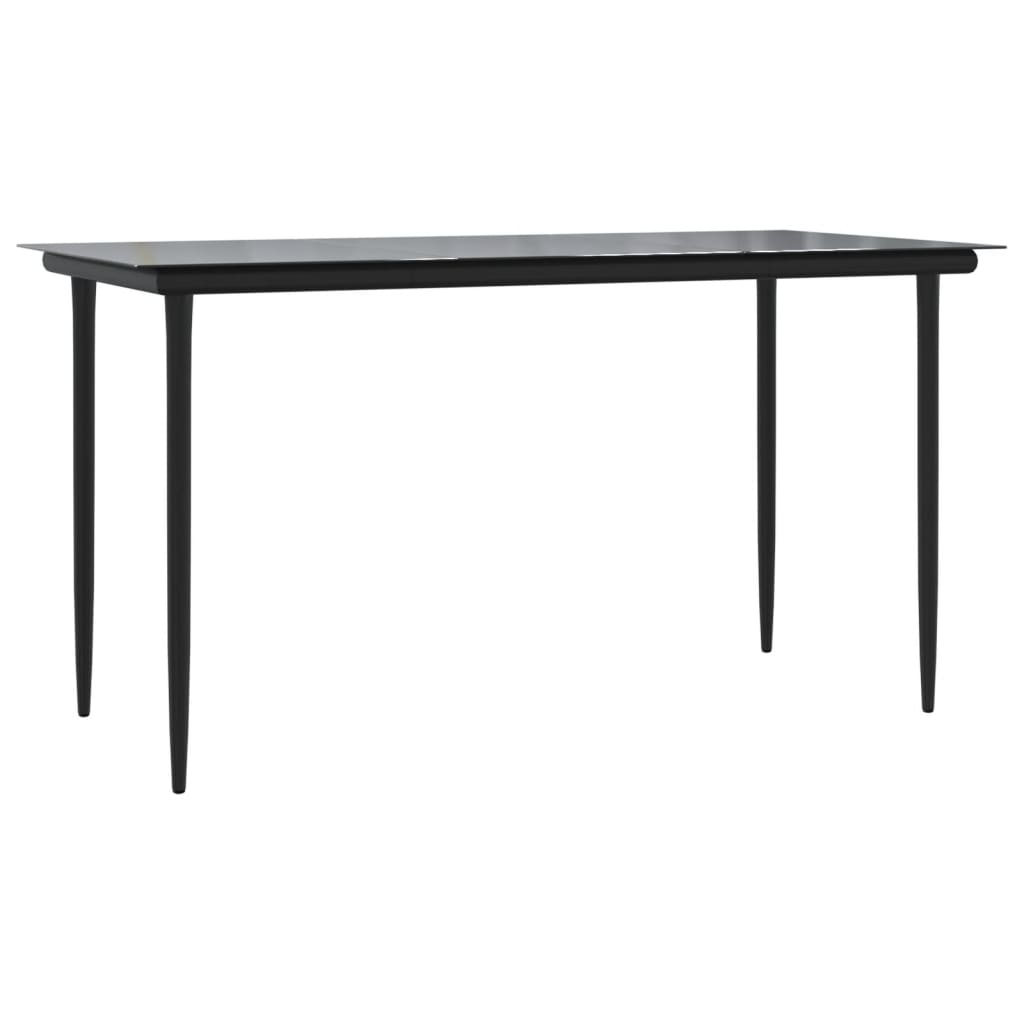 5 Piece Garden Dining Set Black Poly Rattan And Steel