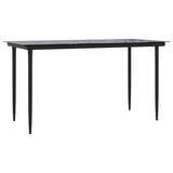 5 Piece Garden Dining Set Black Poly Rattan And Steel