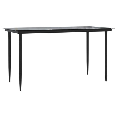 5 Piece Garden Dining Set Black Poly Rattan And Steel