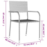 3 Piece Garden Dining Set Black Poly Rattan And Steel