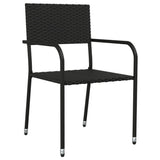 3 Piece Garden Dining Set Black Poly Rattan And Steel