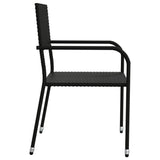 3 Piece Garden Dining Set Black Poly Rattan And Steel