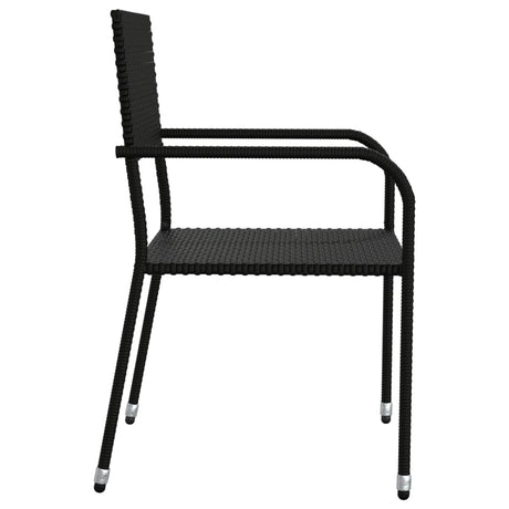 3 Piece Garden Dining Set Black Poly Rattan And Steel
