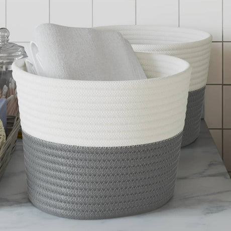Storage Baskets 2 Pcs And White Ø24X18 Cm Cotton