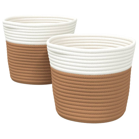 Storage Baskets 2 Pcs And White Ø24X18 Cm Cotton