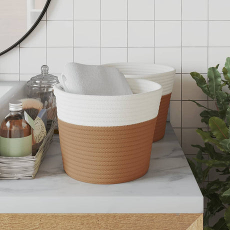 Storage Baskets 2 Pcs And White Ø24X18 Cm Cotton