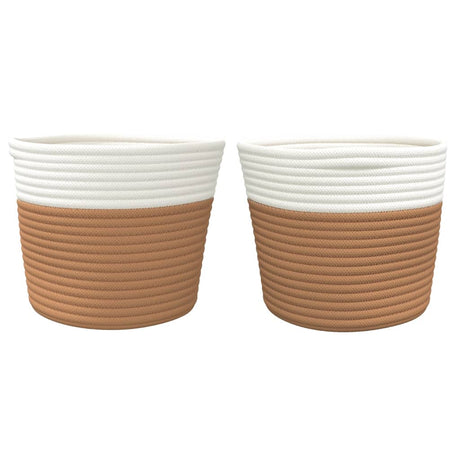 Storage Baskets 2 Pcs And White Ø24X18 Cm Cotton