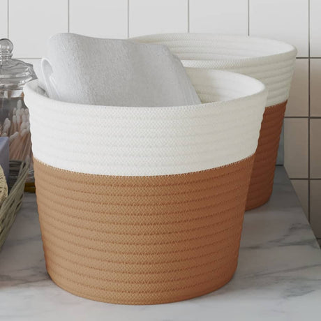 Storage Baskets 2 Pcs And White Ø24X18 Cm Cotton