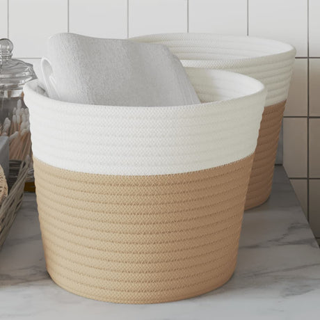 Storage Baskets 2 Pcs And White Ø24X18 Cm Cotton